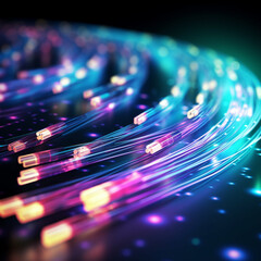 Abstract Blue Fiber Optic Cable Communication