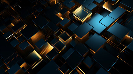 Abstract Dark Blue Background with Gold Line and Light in the Night