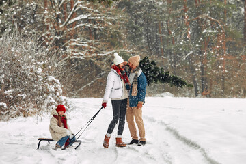 Family preparing for Christmas and New Year holidays