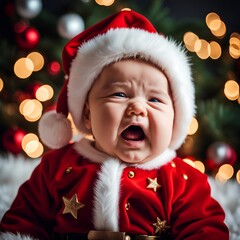 baby in santa claus hat