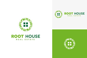 Root house organic logo design vector, house logo design template