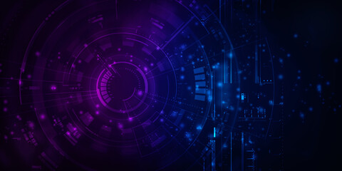 2d illustration Abstract futuristic electronic circuit technology background