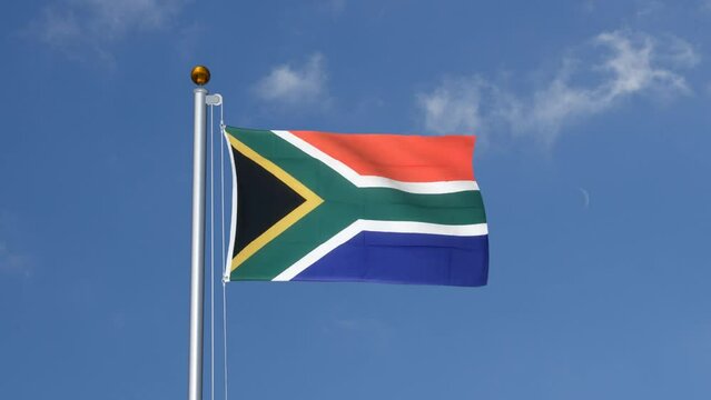 South Africa flag flying on a flagpole