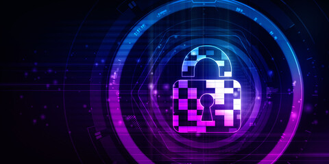 2d illustration Safety concept: Closed Padlock on digital background