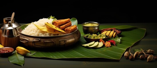 Enjoying the Onam festival with a traditional banana leaf feast.