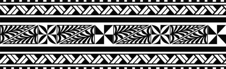 Polynesian hawaiian tattoo tribal designs. Samoan tongan tattoo tribal border. Tattoo native samoan fore arm bracelet. - obrazy, fototapety, plakaty