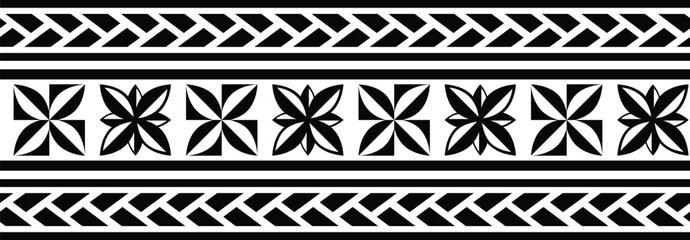 Polynesian tattoo band. Polynesian maori decoration tribal tattoo border. Tribal  pattern seamless samoan band. Tattoo hawaiian ornament bracelet.