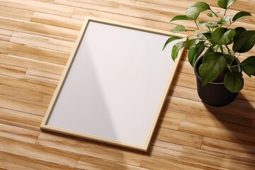 Mockup poster frame close up, 3d render minimalist top shot