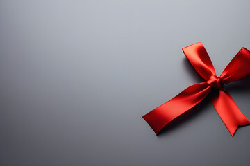 Timeless Beauty classic: Red Ribbon with Ribbon Band on Grey Backdrop
