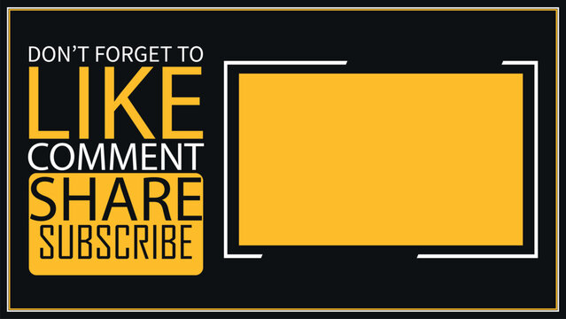 YouTube video end screen. like follow subscribe end screen video channel Social media design.