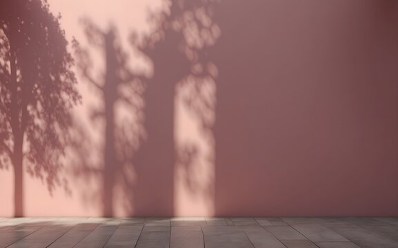 Fototapeta empty pink  wall,light minimalist geometric background image