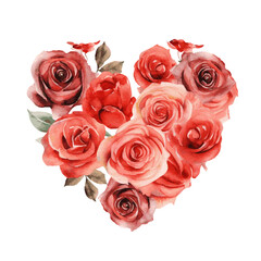 Obraz premium rose flower in heart love symbol for valentine day holiday card decor 