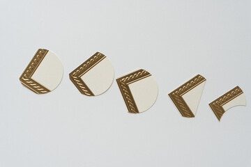 row of decorative gold trim circles corners - obrazy, fototapety, plakaty