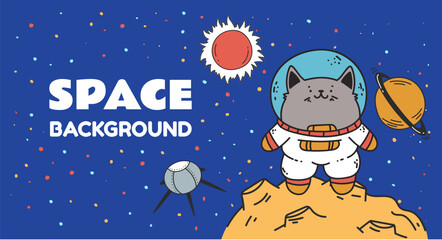 Space galaxy planet universe astronaut background concept. Vector flat graphic design illustration