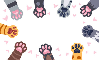 Cat paw animal pet cute kitty concept. Vector flat graphic design illustration - obrazy, fototapety, plakaty
