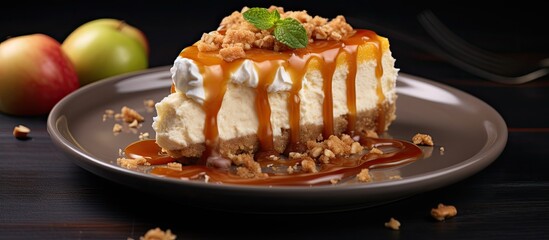 Caramel apple cheesecake with homemade sauce