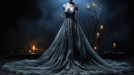 Ghostly gown on a mannequin.UHD wallpaper