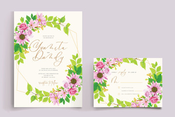 pink floral ornament background and frame card set
