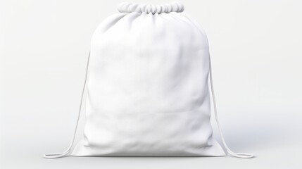 White drawstring bag isolated on a white background isolated on white background,. Created using...