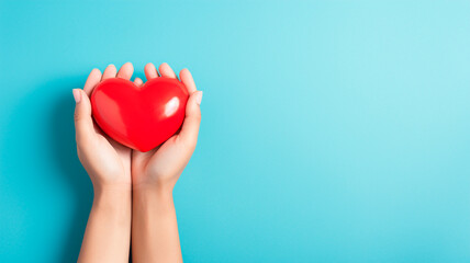 Fototapeta premium hands of red heart