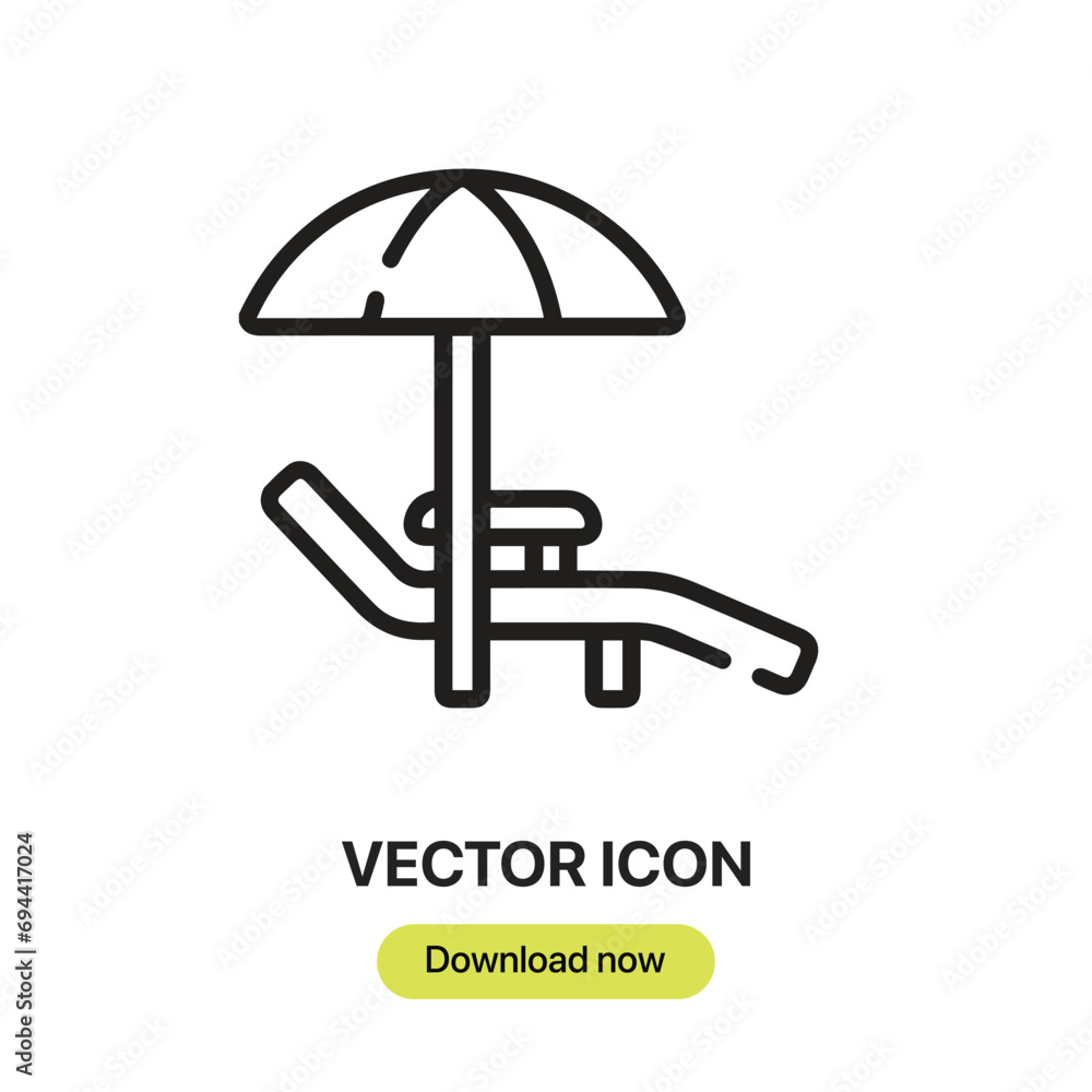Poster sunbed icon vector. linear-style sign for mobile concept and web design. sunbed symbol illustration.