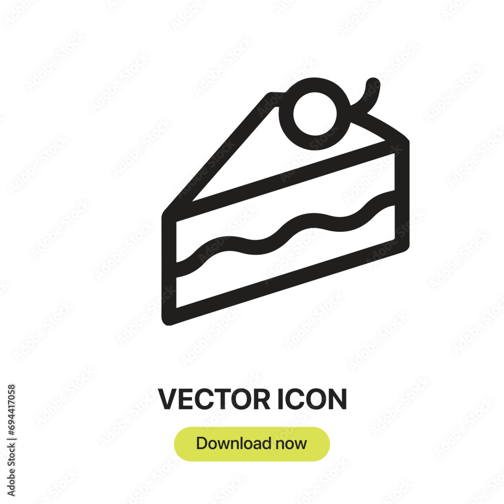 Aufkleber Cake icon vector. Linear-style sign for mobile concept and web design. Cake symbol illustration. Pixel vector graphics - Vector.	