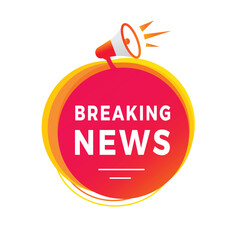 Breaking news banner or sign. Design for advertising or announcement. Modern vector template.