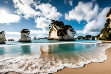 Outdoor-Kissen A view of Cathedral Cove beach in the summertime without any people on it during the day. © Muhammad