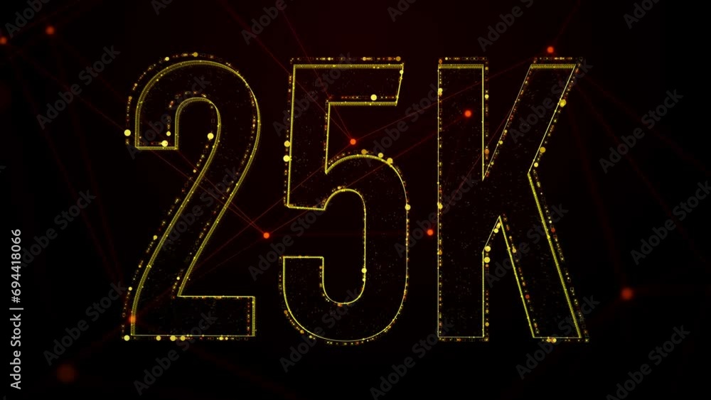 Poster luxury digital shiny golden glossy metal 25k text reveal effect 3d motion view on connected lines do