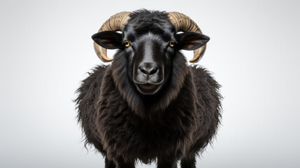 Lone Noir: An Ovine Contrast - black sheep isolated on white background. Generative AI