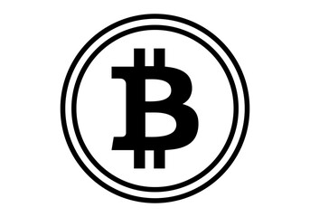 Icono de criptomoneda de bitcoin en fondo blanco. - obrazy, fototapety, plakaty