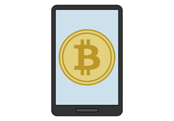 Icono de aplicación con criptomoneda bitcoin. 