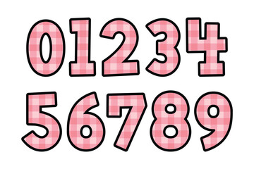 Versatile Collection of Pink Plaid Numbers for Various Uses