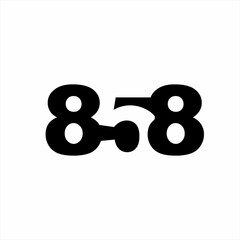 Simple number 858 logo design with the number five in the negative space..
