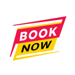 Book now banner, sale. Design for announcement. Modern vector template.