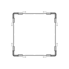 Abstract Black Simple Line Square With Leaf Leaves Frame Flowers Doodle Outline Element Vector Design Style Sketch Isolated Illustration For Wedding And Banner