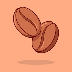 Vector cute Two coffee beans illustration cartoon doodle flat colorful line art vector design isolated object icon