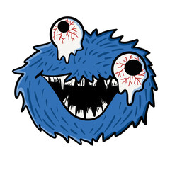 cartoon crazy monster on transparent backgound. Printable with high quality with 350 DPI.