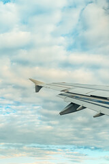 Wing of an airplane, view from window.