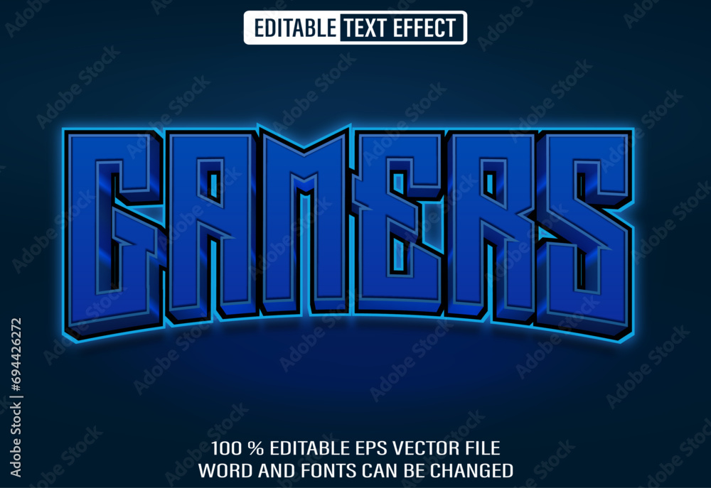 Poster editable 3d text style effect - gamers text effect template