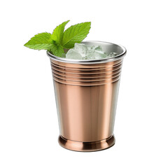 Traditional Julep Cup - Iconic Cup for Serving Mint Juleps. Isolated on a Transparent Background. Cutout PNG. - obrazy, fototapety, plakaty