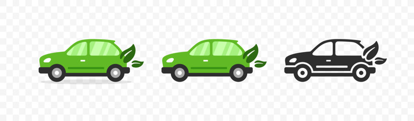 Flat eco-friendly car icon design. Vehicle icon view from side