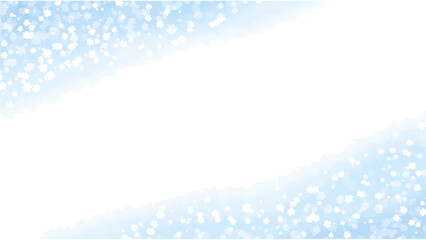 かわいい水色のお花のコーナー飾り　水彩風　16：9