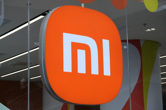 Nanning,China-May 2nd 2023: Xiaomi Corporation store brand logo sign close up. Chinese company