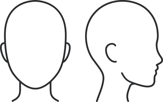 Blank face and head profile diagram. Unisex head template for medical infographic. Isolated illustration.