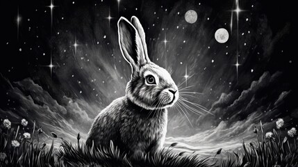 rabbit in the dark - obrazy, fototapety, plakaty