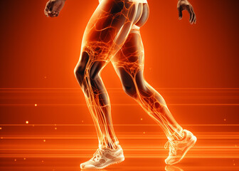 human male body gastrocnemius muscles anatomy system. illustration - obrazy, fototapety, plakaty