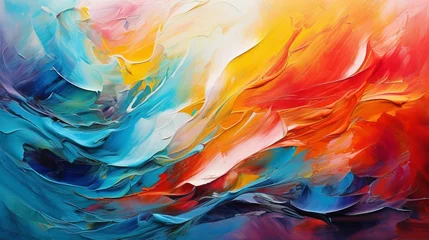 Fotobehang abstract symphony of colors, in the style of rich thick impasto painting, visionary abstract painting, 16:9 © Christian
