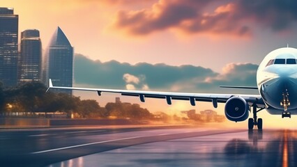 travel airplane landing in beautiful city cinematic wallpaper