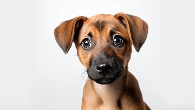 Cute Puppy Of Rhodesian Ridgeback On A White Background.